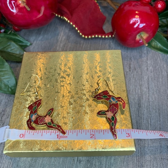 Vintage Enamel Reindeer Earrings - Picture 4 of 4
